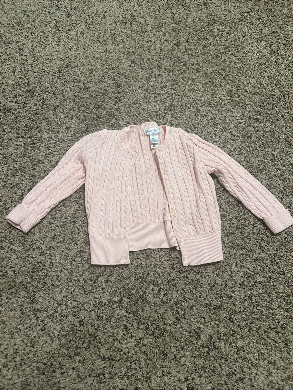 Ralph Lauren Pale Pink Cable-Knit Cardigan 24 months
